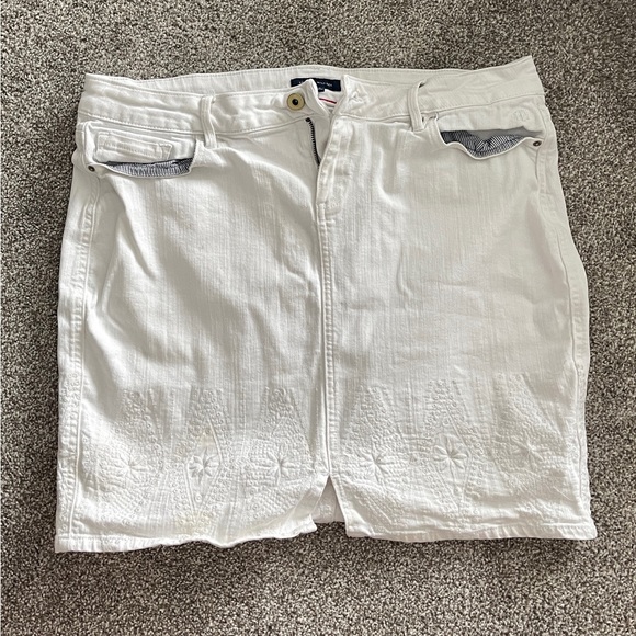 White Denim Mini Skirt - Picture 1 of 3